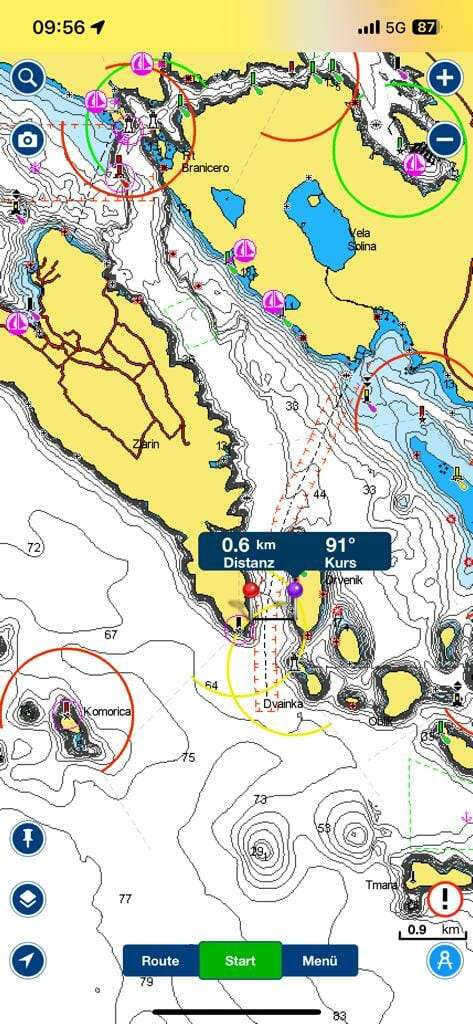 Archipel von Šibenik - Engstellen an denen Gleiten verboten ist